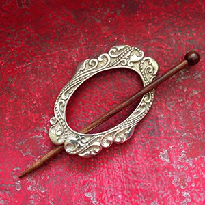 SP34 String of Silver Beads Shawl Pin